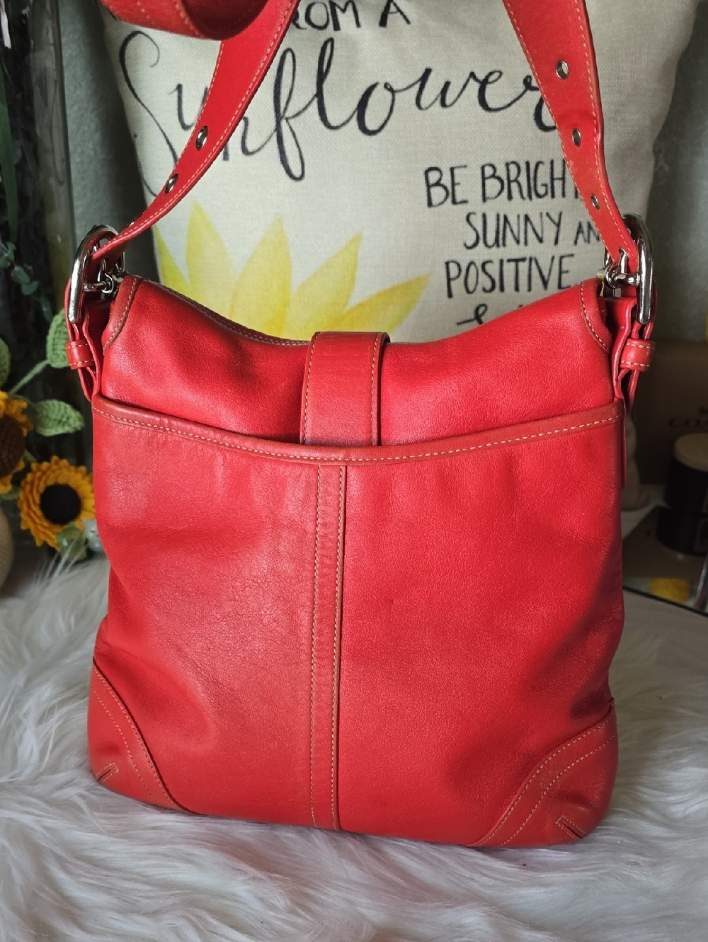 Coach Soho y2k G3S -8480 Orangy RED  Vintage Messenger Style Crossbody - Picture 4 of 16